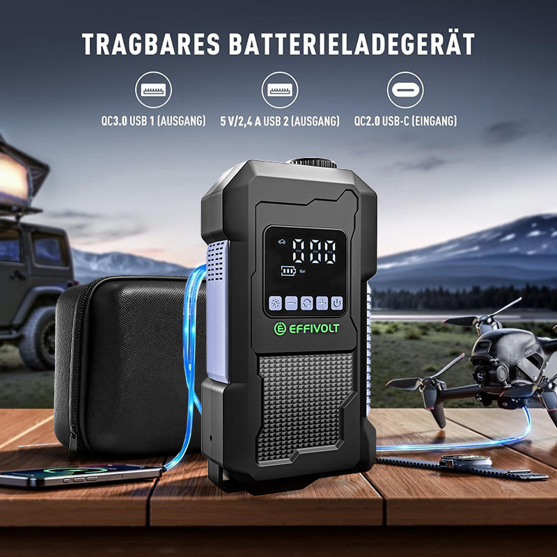8000A Multi-functional Emergency Start Power Supply with Air Pump, 150PSL Portable Car Battery Starter, Digital Tire Inflator, LED Emergency Light, Car Emergency Tool.Suitable for 10.0L Gasoline Or 9.0L Diesel Battery, 8in 1 Jump Starter