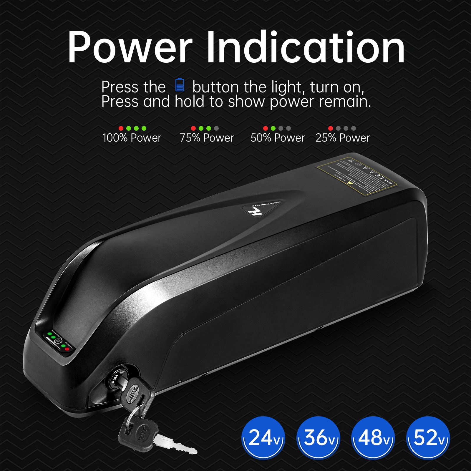 Hailong S039-B battery 48V 52V 13Ah 14.5AH BMS30A for 0-1000w Bafang BBSHD motor with 2A charger【CA STOCK】