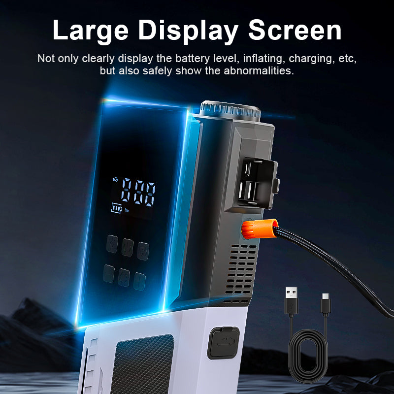 12V Portable Car Jump Starter, 10000A Peak Battery Starter, Car Battery Starting Box, Suitable for ALL GAS And 10.0L Diesel, with USB Charging Port And LED Flashlight, 6400Mah Portable Power Bank, Air Compressor, 150PSI Inflation Pump