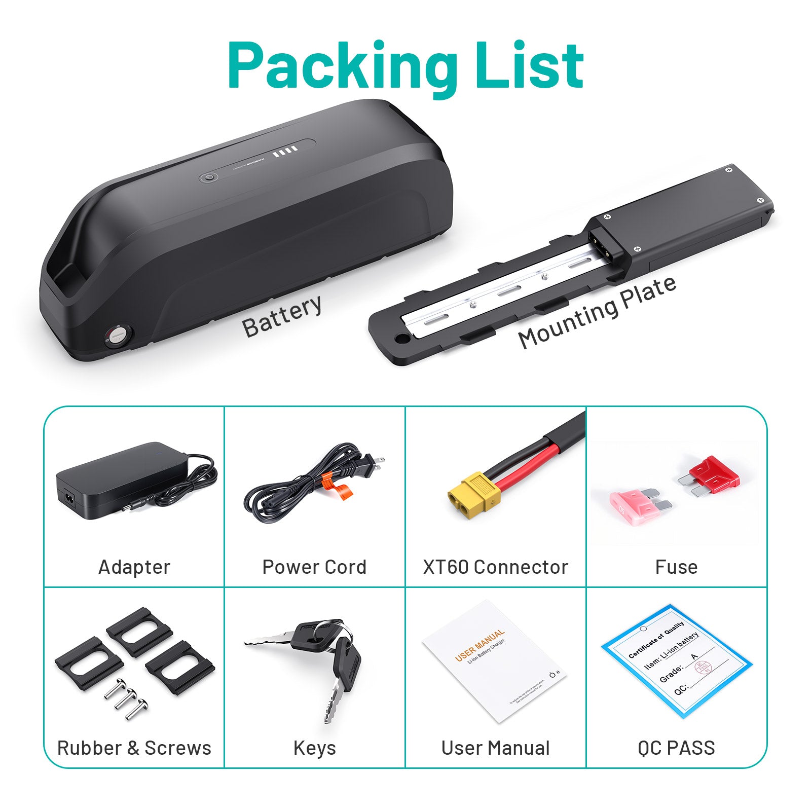 6PIN Ebike Battery S221 48V 20.8Ah BMS45A LG5200 Cells For 500W 750W 1000W 1200W 1500W Motor 【US Stock】