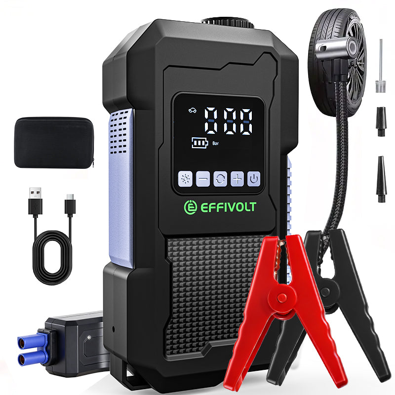 8000A Multi-functional Emergency Start Power Supply with Air Pump, 150PSL Portable Car Battery Starter, Digital Tire Inflator, LED Emergency Light, Car Emergency Tool.Suitable for 10.0L Gasoline Or 9.0L Diesel Battery, 8in 1 Jump Starter
