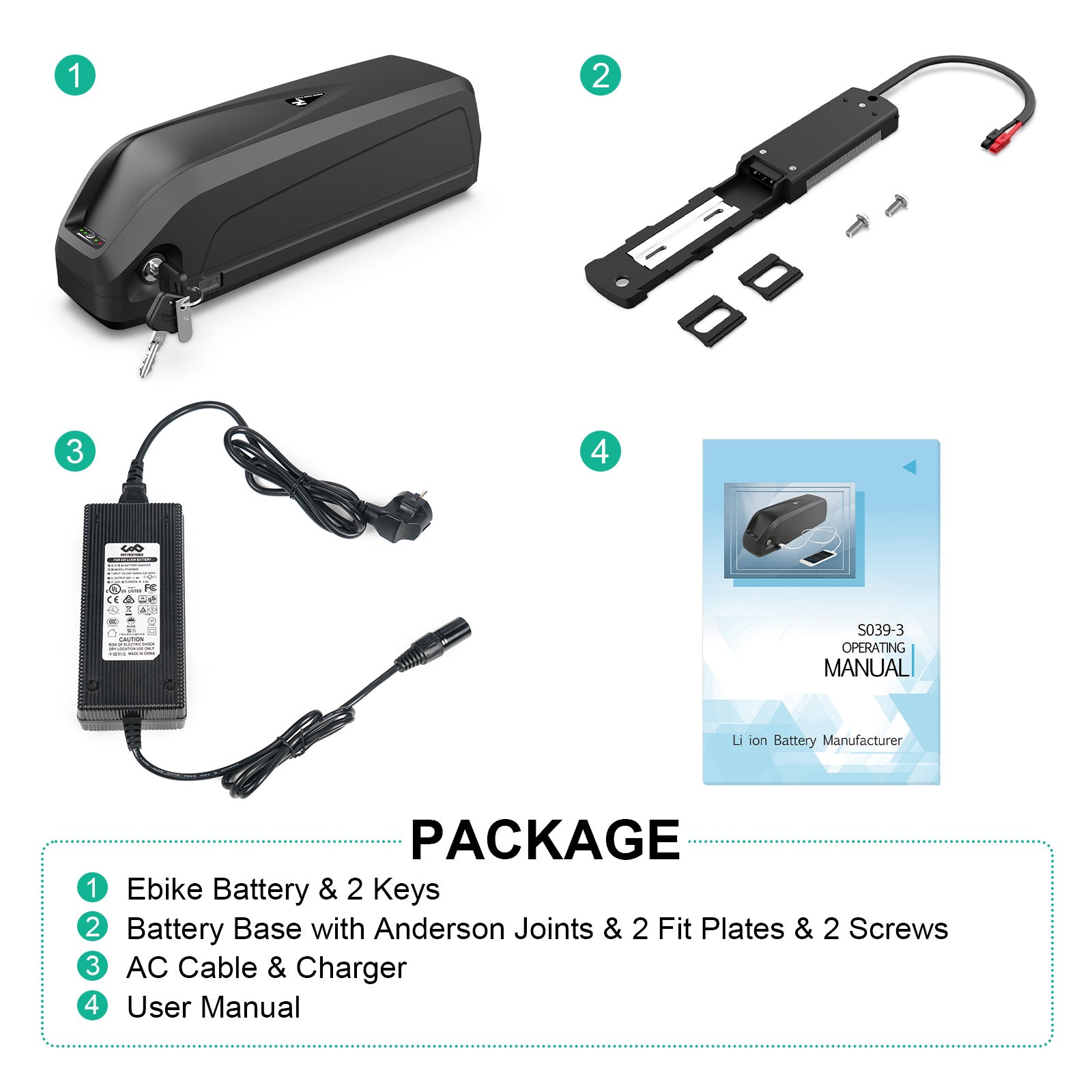 Hailong G80 48V 52V 17.5AH 20AH Li-ion EBike Battery Fit For 500W 750W 1000W 1500W Motor【USA Stock】