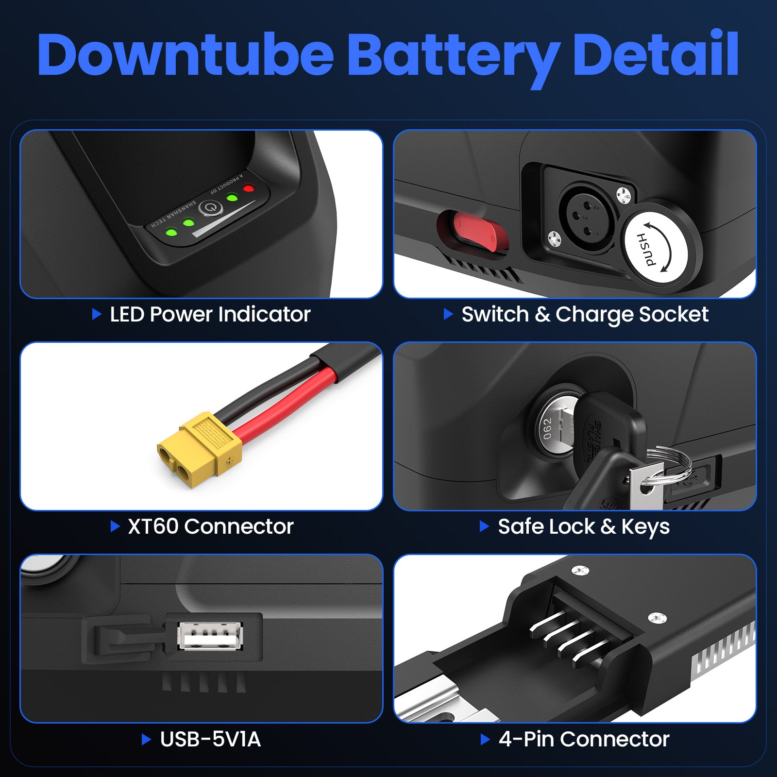 48V 20AH Hailong EBike Battery BMS50A 21700 LG5000 EBike Battery 4 PIN Mounting Base For 0-1500W Motor 【UK STOCK】