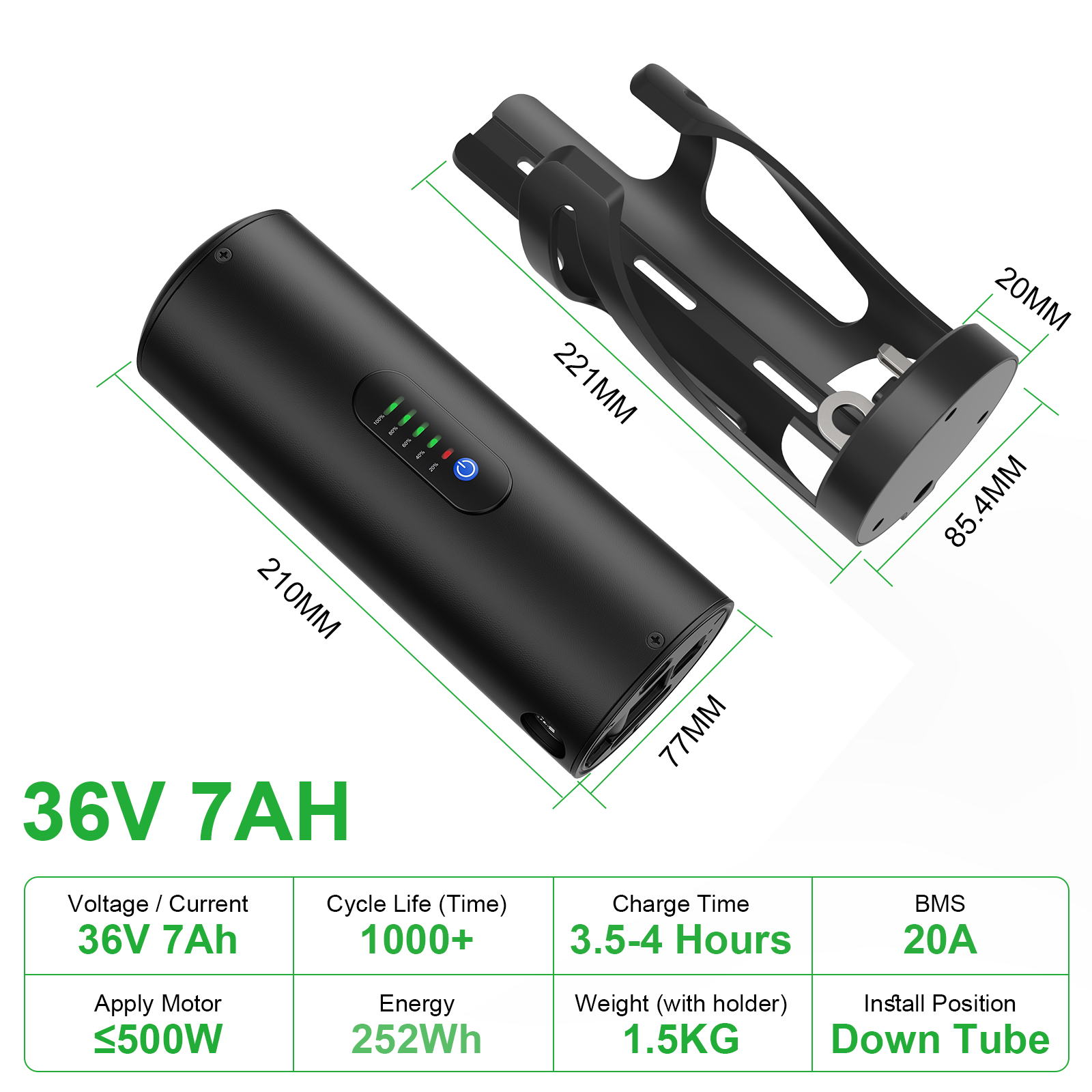 Bottle Ebike battery 36V 48V 7AH 10.5AH mini Bottle li-ion Ebike battery pack AKKU For 250W 300W 350W 500W Motor with 2A charger【EU Stock】