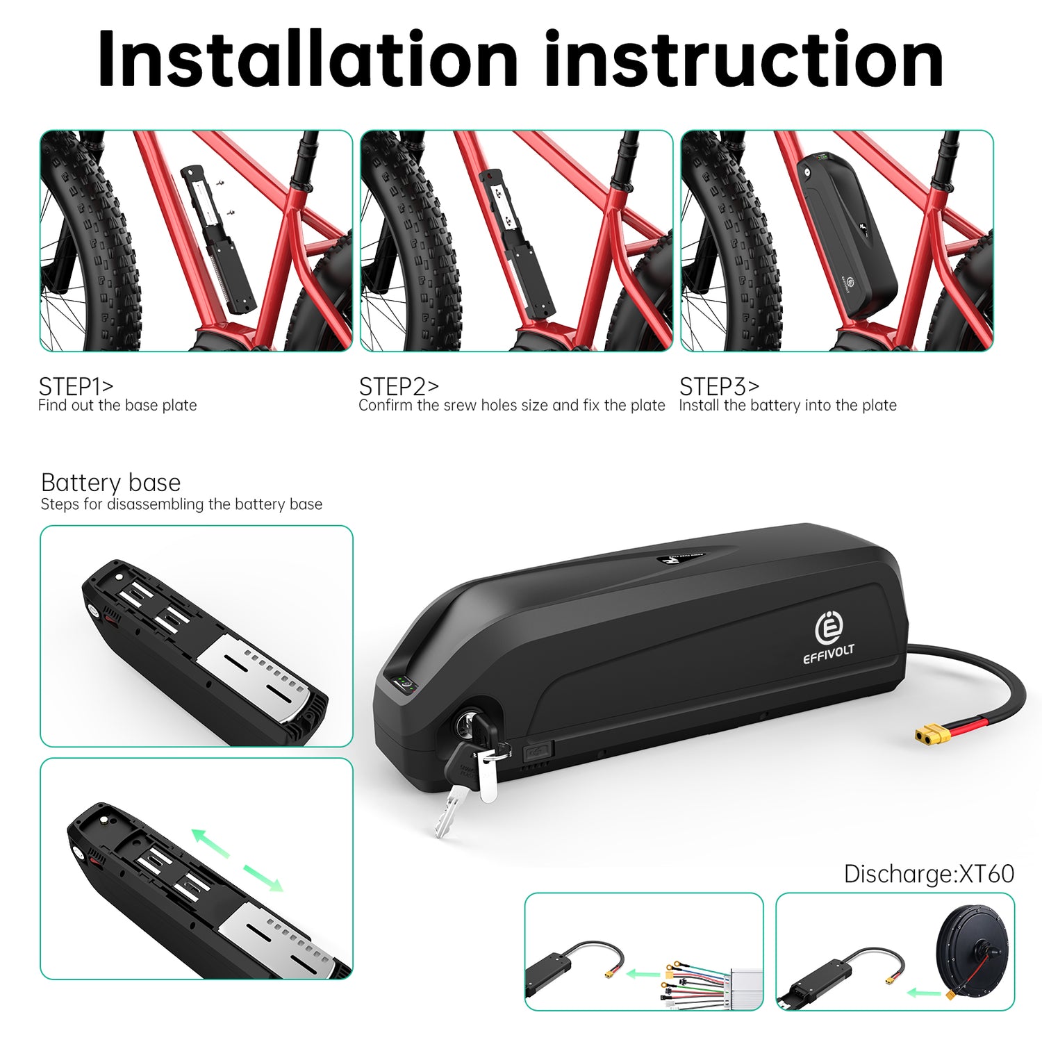 Hailong 48V 52V 13AH 16AH 17.5AH 19.2Ah rechargeable lithium-ion Ebike battery pack for 250W 350W 500W 750W 1000W 1500W motor with 2A charger【Canada St