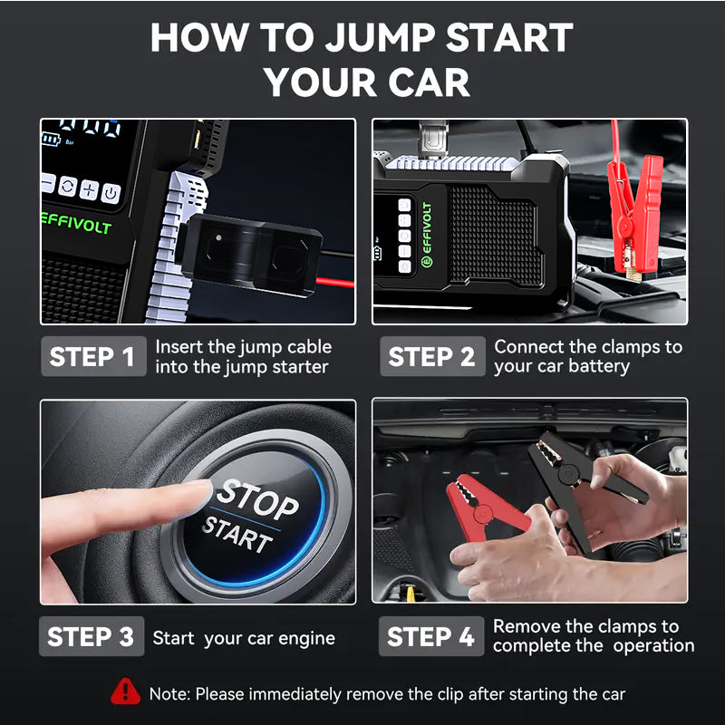 8000A Multi-functional Emergency Start Power Supply with Air Pump, 150PSL Portable Car Battery Starter, Digital Tire Inflator, LED Emergency Light, Car Emergency Tool.Suitable for 10.0L Gasoline Or 9.0L Diesel Battery, 8in 1 Jump Starter