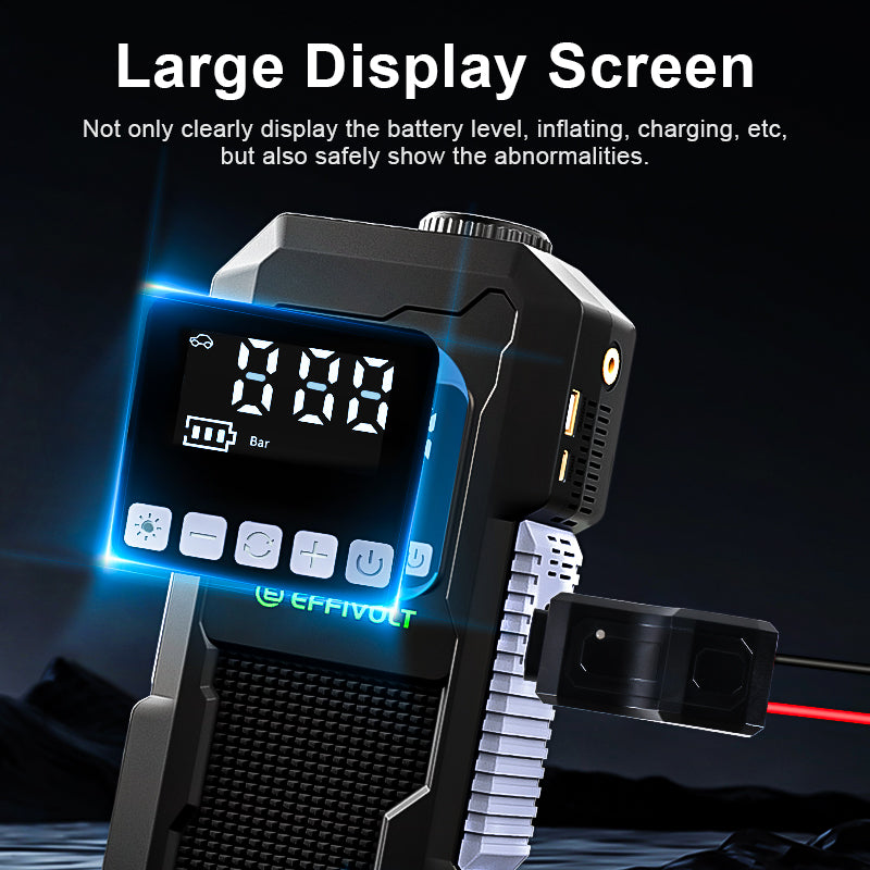 8000A Multi-functional Emergency Start Power Supply with Air Pump, 150PSL Portable Car Battery Starter, Digital Tire Inflator, LED Emergency Light, Car Emergency Tool.Suitable for 10.0L Gasoline Or 9.0L Diesel Battery, 8in 1 Jump Starter