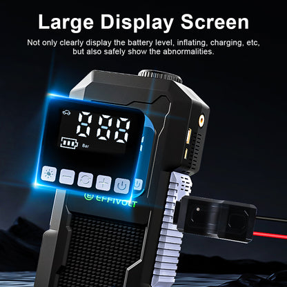 8000A Multi-functional Emergency Start Power Supply with Air Pump, 150PSL Portable Car Battery Starter, Digital Tire Inflator, LED Emergency Light, Car Emergency Tool.Suitable for 10.0L Gasoline Or 9.0L Diesel Battery, 8in 1 Jump Starter
