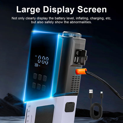 12V Portable Car Jump Starter, 10000A Peak Battery Starter, Car Battery Starting Box, Suitable for ALL GAS And 10.0L Diesel, with USB Charging Port And LED Flashlight, 6400Mah Portable Power Bank, Air Compressor, 150PSI Inflation Pump