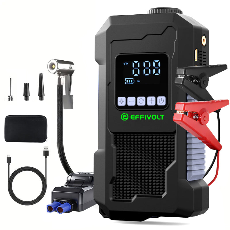 8000A Multi-functional Emergency Start Power Supply with Air Pump, 150PSL Portable Car Battery Starter, Digital Tire Inflator, LED Emergency Light, Car Emergency Tool.Suitable for 10.0L Gasoline Or 9.0L Diesel Battery, 8in 1 Jump Starter