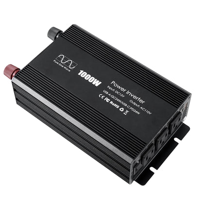 Pure sine Inverter 1000w,12v DC to 110v Power Inverters for 1000 watt with Dual AC Outlets 3.0A USB and Type-C【US stock】