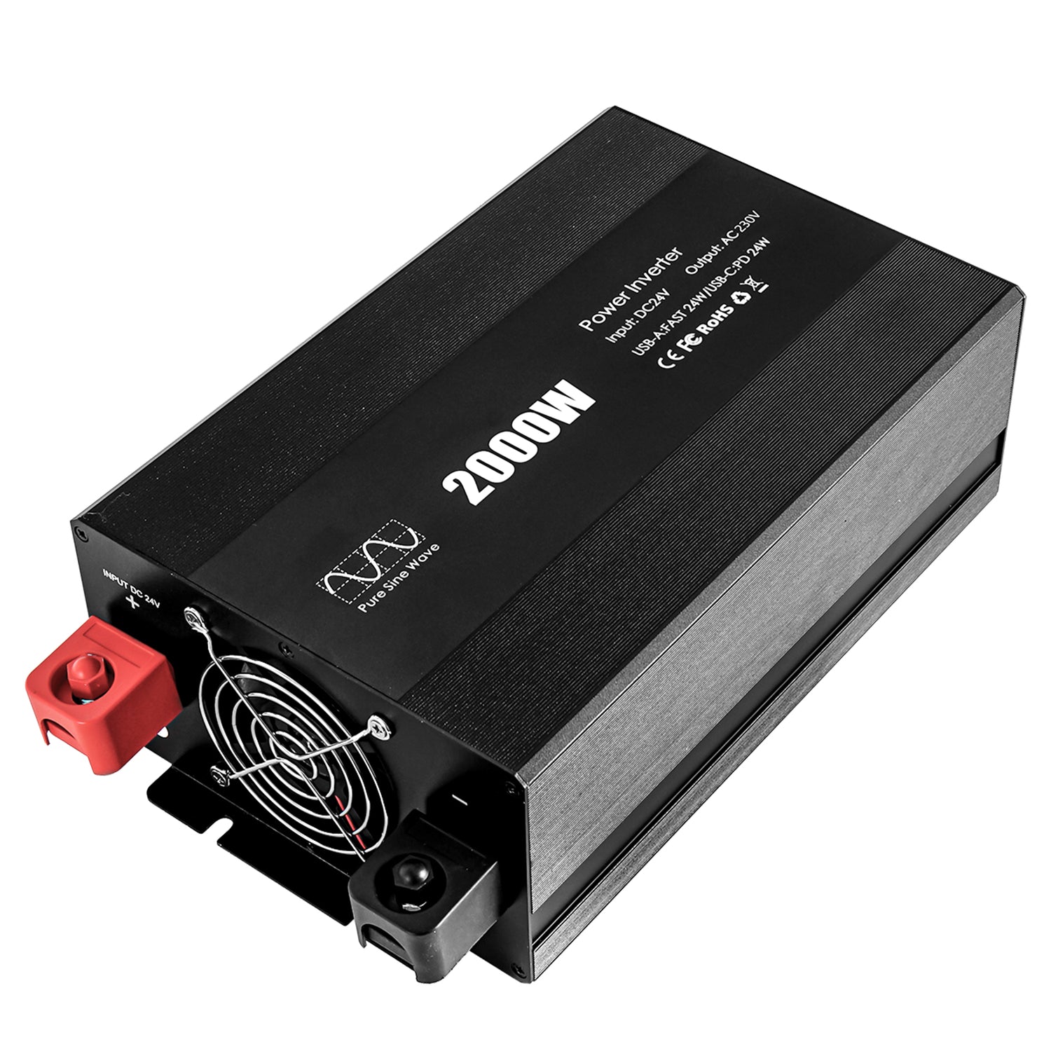 Pure sine Inverter 2000w,24v DC to 110v Power Inverters for 1000 watt with Dual AC Outlets 3.0A USB and Type-C【EU stock】