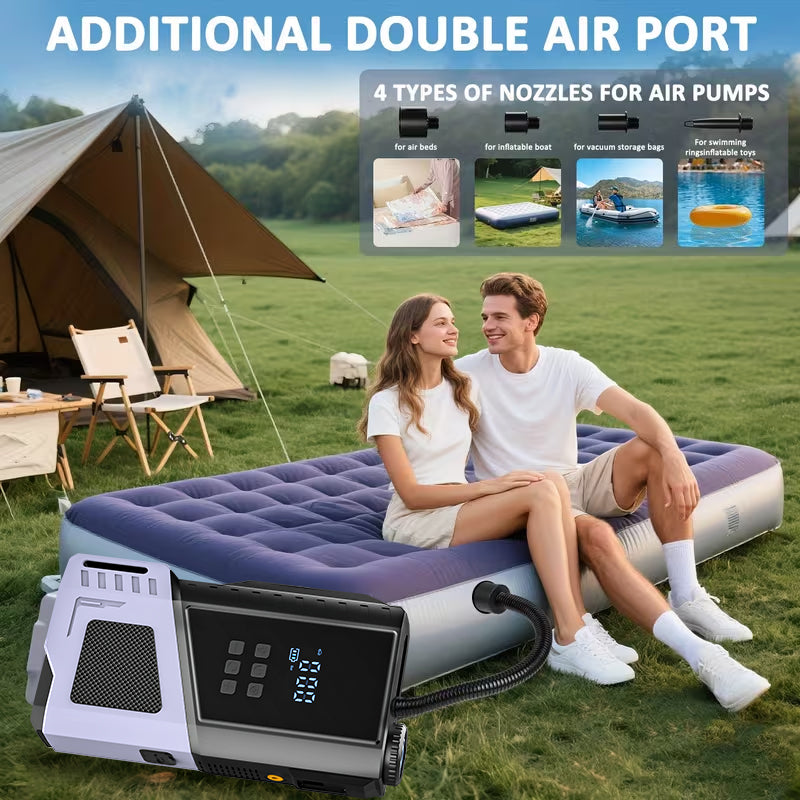 12V Portable Car Jump Starter, 10000A Peak Battery Starter, Car Battery Starting Box, Suitable for ALL GAS And 10.0L Diesel, with USB Charging Port And LED Flashlight, 6400Mah Portable Power Bank, Air Compressor, 150PSI Inflation Pump
