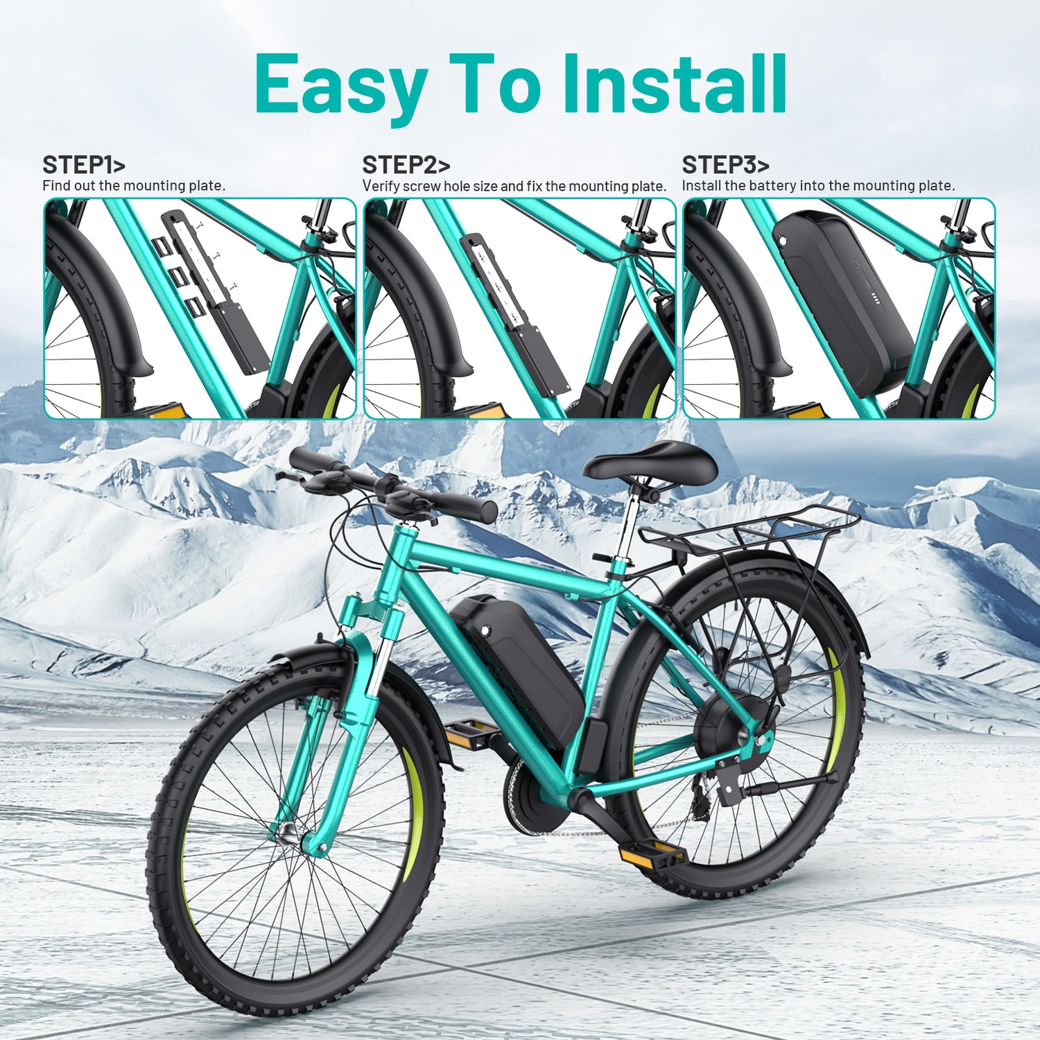 6PIN Ebike Battery S221 48V 20.8Ah BMS45A LG5200 Cells For 500W 750W 1000W 1200W 1500W Motor 【US Stock】