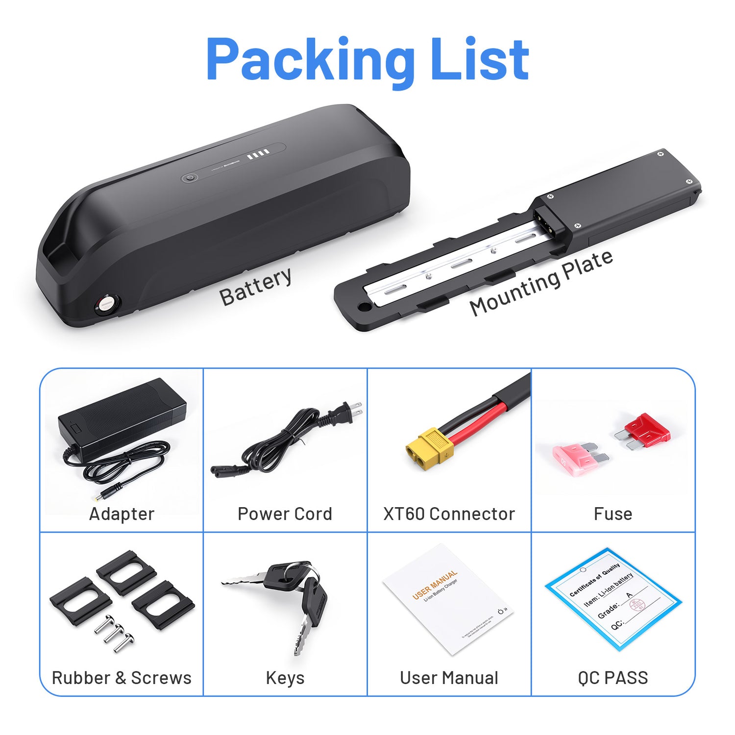 6PIN Ebike Battery S220 48V 15.6Ah BMS30A LG5200 Cells For 350W 500W 750W 1000W Motor 【USA Stock】