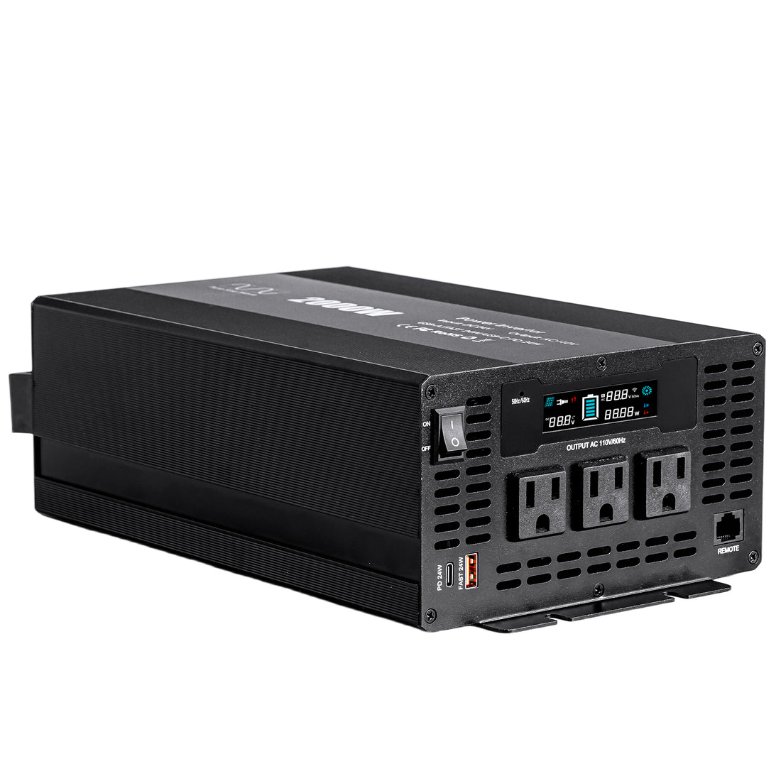 Pure sine Inverter 2000w,24v DC to 110v Power Inverters for 2000 watt with Dual AC Outlets 3.0A USB and Type-C【US stock】 Inverter 2000w,24v DC to 110v