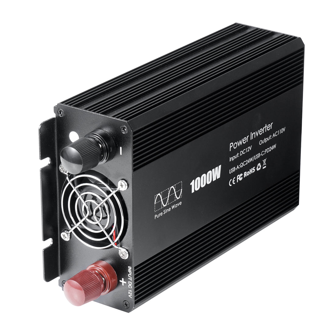 Pure sine Inverter 1000w,12v DC to 110v Power Inverters for 1000 watt with Dual AC Outlets 3.0A USB and Type-C【US stock】