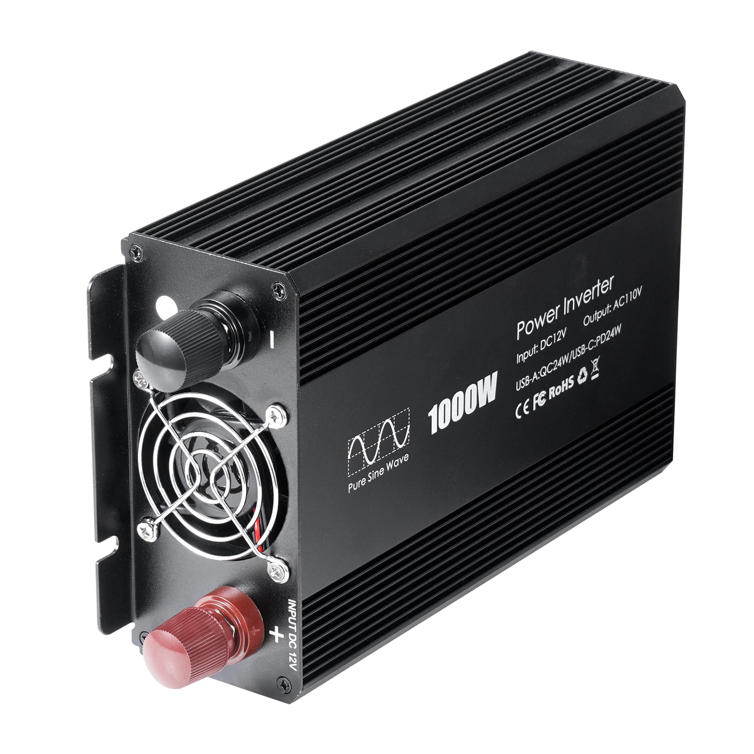 Pure sine Inverter 1000w,12v DC to 110v Power Inverters for 1000 watt with Dual AC Outlets 3.0A USB and Type-C【US stock】