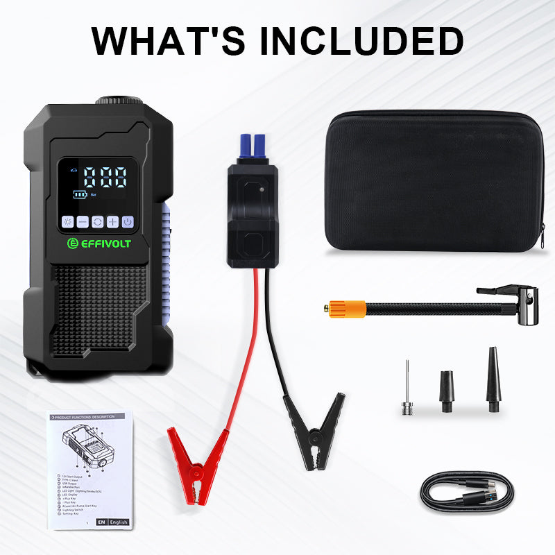 8000A Multi-functional Emergency Start Power Supply with Air Pump, 150PSL Portable Car Battery Starter, Digital Tire Inflator, LED Emergency Light, Car Emergency Tool.Suitable for 10.0L Gasoline Or 9.0L Diesel Battery, 8in 1 Jump Starter