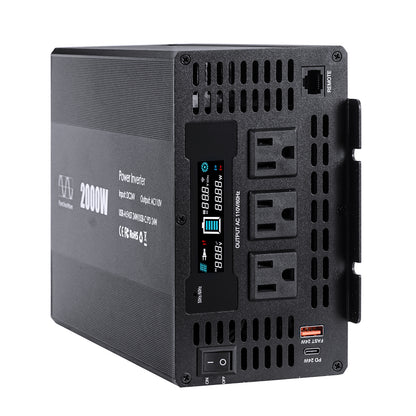 Pure sine Inverter 2000w,24v DC to 110v Power Inverters for 2000 watt with Dual AC Outlets 3.0A USB and Type-C【US stock】 Inverter 2000w,24v DC to 110v