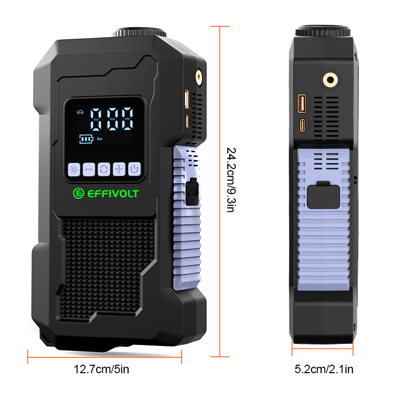 8000A Multi-functional Emergency Start Power Supply with Air Pump, 150PSL Portable Car Battery Starter, Digital Tire Inflator, LED Emergency Light, Car Emergency Tool.Suitable for 10.0L Gasoline Or 9.0L Diesel Battery, 8in 1 Jump Starter