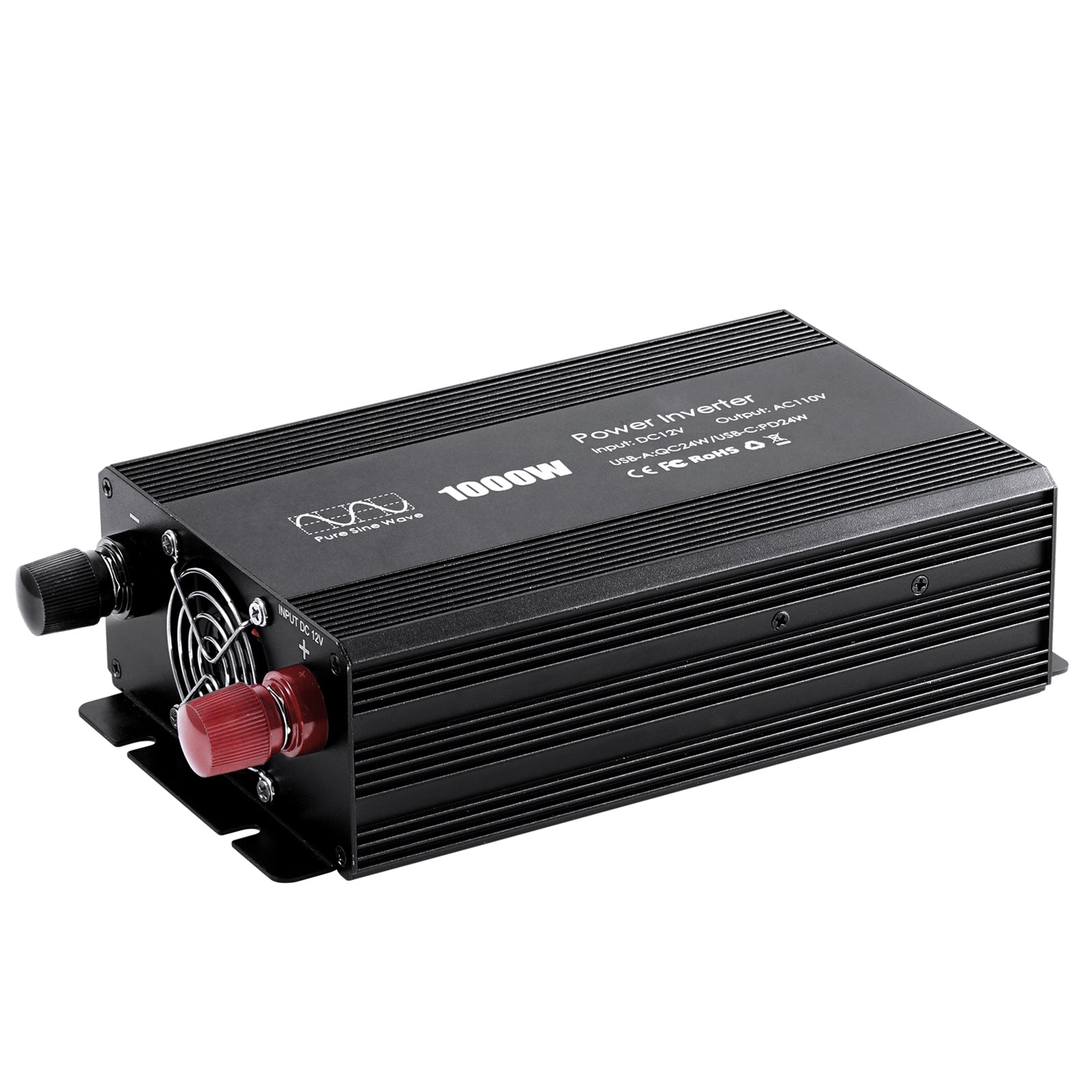 Pure sine Inverter 1000w,12v DC to 110v Power Inverters for 1000 watt with Dual AC Outlets 3.0A USB and Type-C【US stock】