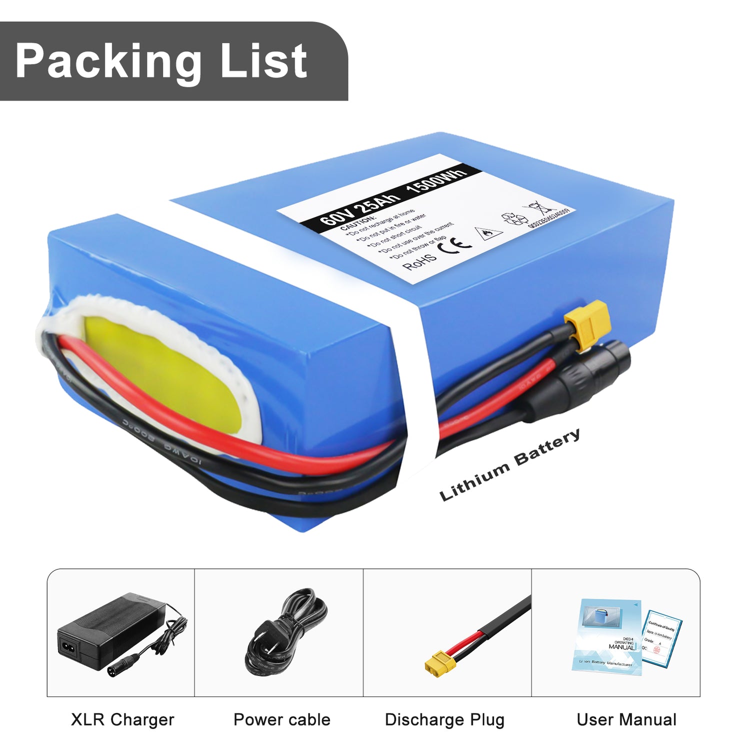 D034 36V 48V 52V 60V 72V 20AH 24AH 25AH 40AH 50AH PVC lithium battery Akku Ebike battery pack for 500W 750W 1000W Electric Fat Bike【EU Stock】