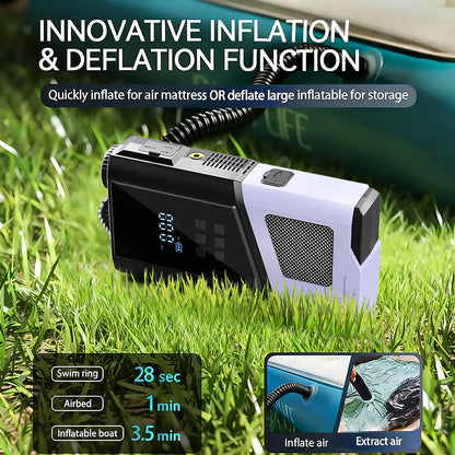 12V Portable Car Jump Starter, 10000A Peak Battery Starter, Car Battery Starting Box, Suitable for ALL GAS And 10.0L Diesel, with USB Charging Port And LED Flashlight, 6400Mah Portable Power Bank, Air Compressor, 150PSI Inflation Pump