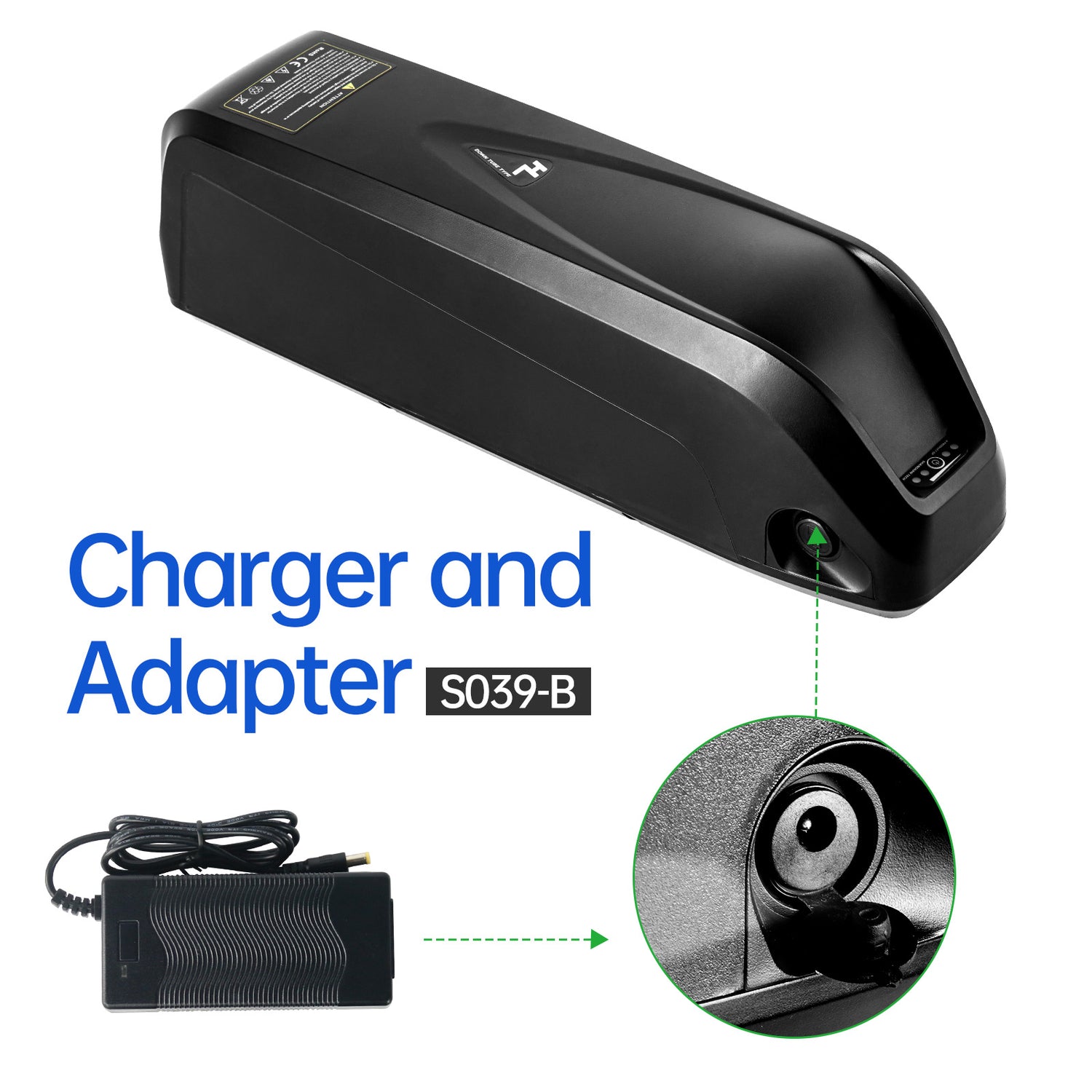 Hailong S039-B battery 48V 52V 13Ah 14.5AH BMS30A for 0-1000w Bafang BBSHD motor with 2A charger【CA STOCK】
