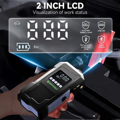 8000A Multi-functional Emergency Start Power Supply with Air Pump, 150PSL Portable Car Battery Starter, Digital Tire Inflator, LED Emergency Light, Car Emergency Tool.Suitable for 10.0L Gasoline Or 9.0L Diesel Battery, 8in 1 Jump Starter
