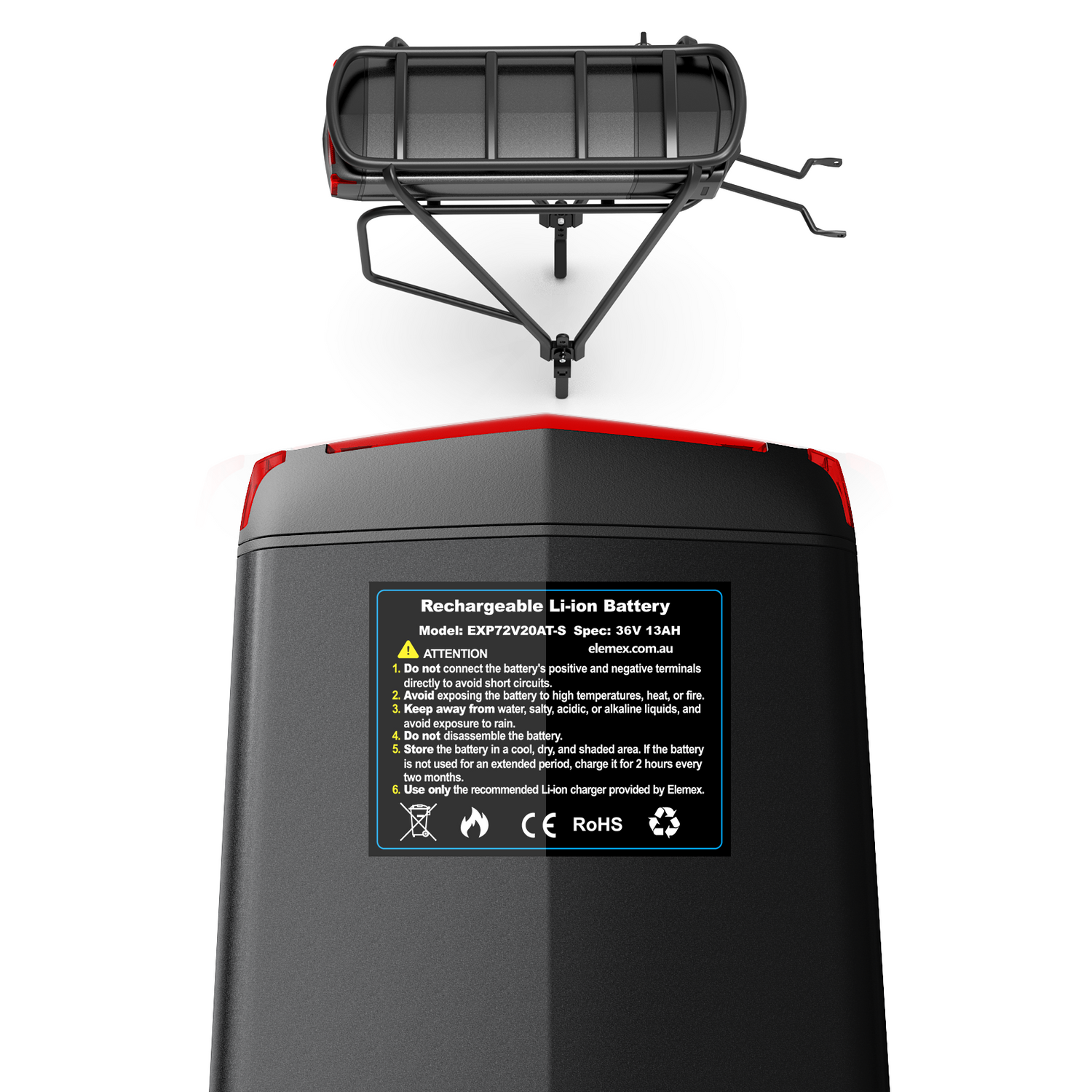 36V 13AH 15AH 17.5AH Rear Rack Ebike battery with 2A charger for 250W 350W 500W motor【EU Stock】