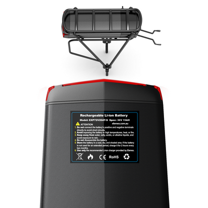 36V 13AH 15AH 17.5AH Rear Rack Ebike battery with 2A charger for 250W 350W 500W motor【EU Stock】