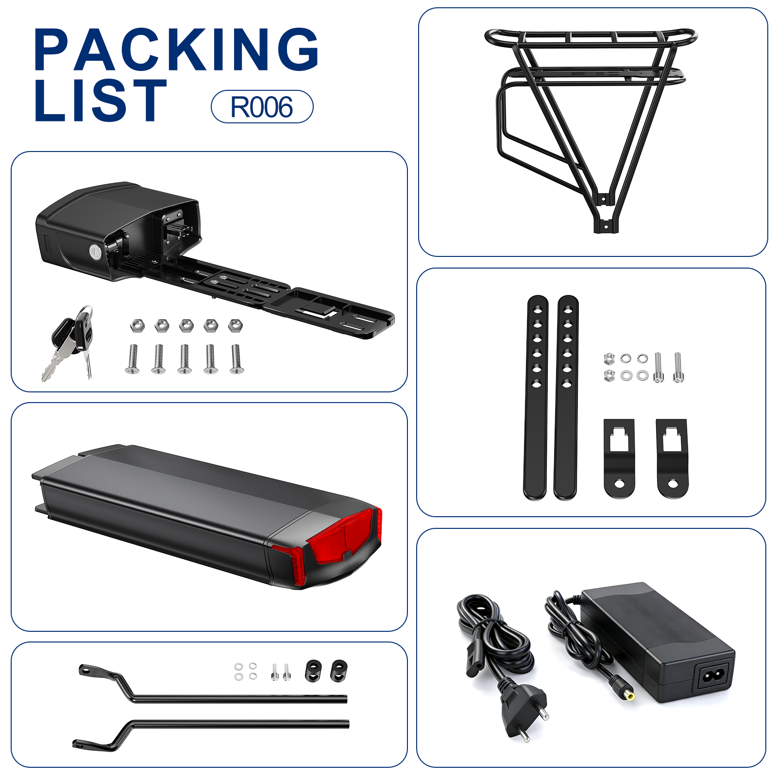 36V 13AH 15AH 17.5AH Rear Rack Ebike battery with 2A charger for 250W 350W 500W motor【EU Stock】