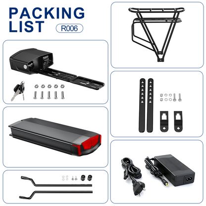 36V 13AH 15AH 17.5AH Rear Rack Ebike battery with 2A charger for 250W 350W 500W motor【EU Stock】
