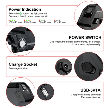 48V 13AH Dorado Bicycle lithium battery 18650 2500mAh Cells for 0-1000w motor with 2A charger/EU stock
