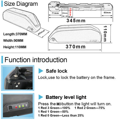 36V 24.5Ah New Polly lithium ion Battery Pack EBike Battery With 2A Charger for 500W 750W Motor【EU Stock】