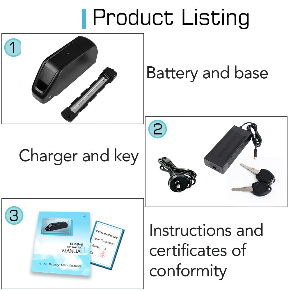 Jumbo Shark EBike Battery R049-6 48V 52V 60V 20AH 25AH 26AH 21700 li-ion New Polly Plus  for 500W 750W 1000W 1500W motor with 3A charger【USA STOCK】