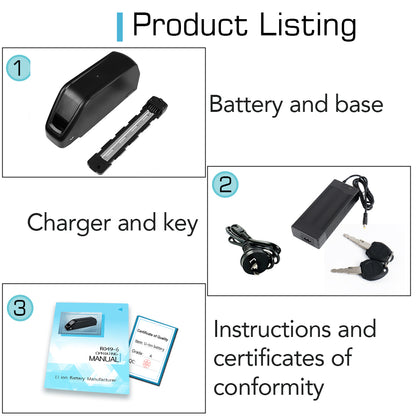 Jumbo Shark EBike Battery R049-6 48V 52V 60V 20AH 25AH 26AH 21700 li-ion New Polly Plus  for 500W 750W 1000W 1500W motor with 3A charger【USA STOCK】