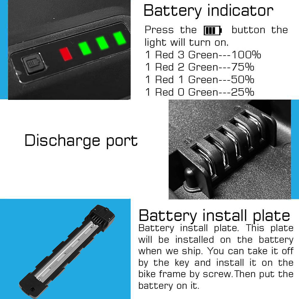 Jumbo Shark EBike Battery R049-6 48V 52V 60V 20AH 25AH 26AH 21700 li-ion New Polly Plus  for 500W 750W 1000W 1500W motor with 3A charger【USA STOCK】