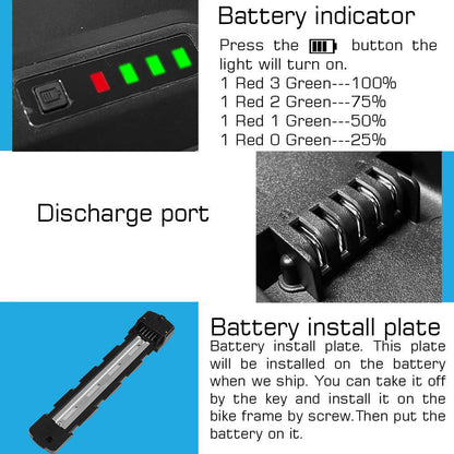 Jumbo Shark EBike Battery R049-6 48V 52V 60V 20AH 25AH 26AH 21700 li-ion New Polly Plus  for 500W 750W 1000W 1500W motor with 3A charger【USA STOCK】