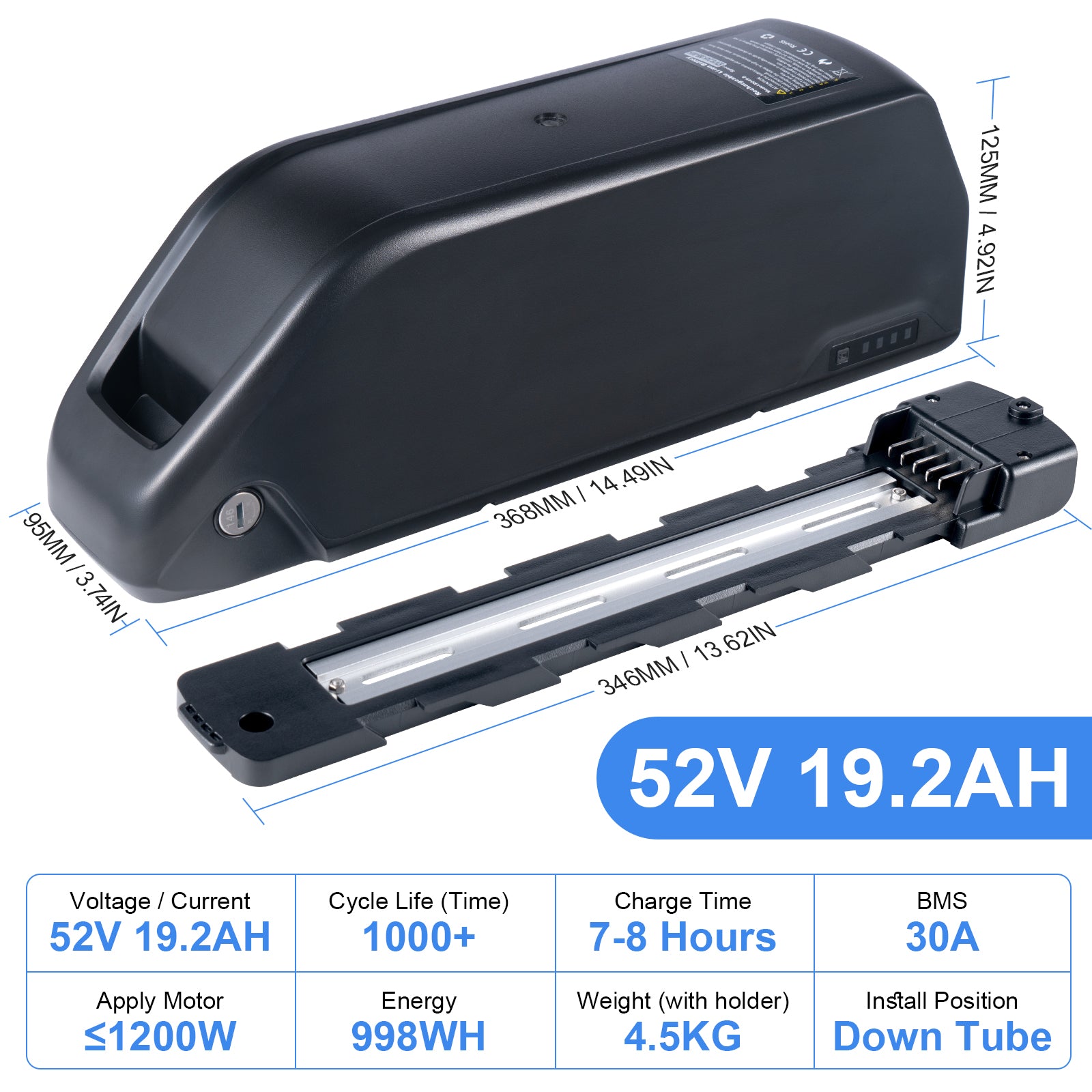 Polly DP-21700-5 Jumbo Shark R049-8 36V 48V 52V 20Ah 25Ah Large capacity  Electric Bike Battery for 36volt 250W 350W 500W motor【EU STOCK】
