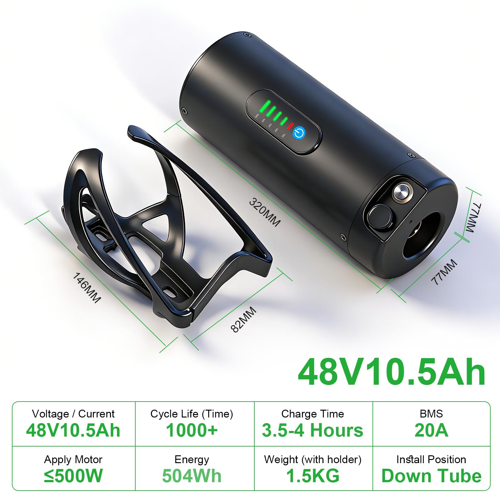 36V 48V 7AH 10.5AH mini Bottle Ebike battery For 250W 350W 500W Motor with 2A charger【EU stock】