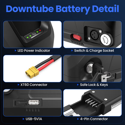 48V 20AH Hailong EBike Battery BMS50A 21700 LG5000 EBike Battery 4 PIN Mounting Base For 0-1500W Motor 【UK STOCK】