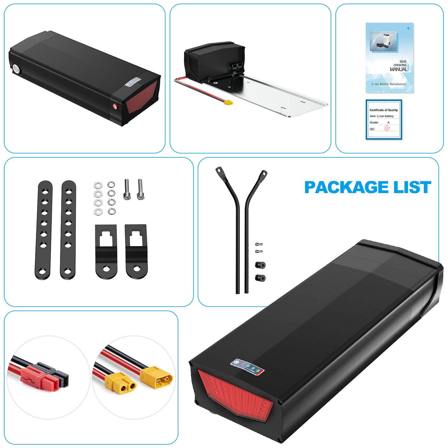 48V 20AH BMS30A Rear Rack Ebike Battery Pack for 500W 750W 1000W Motor【EU Stock】