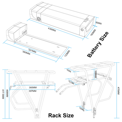 48V 20AH BMS30A Rear Rack Ebike Battery Pack for 500W 750W 1000W Motor【EU Stock】