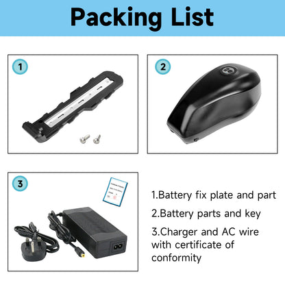 52V 31AH 60V 26AH Super Capacity Rechargeable Li-ion Ebike Battery LG5200mAh cells with 3A charger for 0-1500W-2000W motor【UK Stock