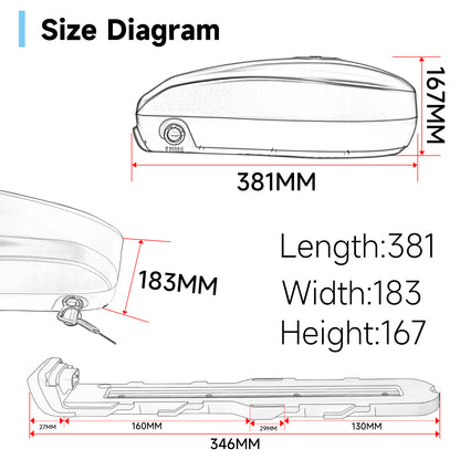 S063 52V 31.2AH 60V 26AH Super High Capacity Rechargeable Lithium Iron Ebike Battery LG 5200mAh cells with 3A charger for 0-1500W-2000W motor【US Stock