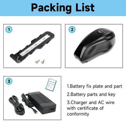 S063 52V 31.2AH 60V 26AH Super High Capacity Rechargeable Lithium Iron Ebike Battery LG 5200mAh cells with 3A charger for 0-1500W-2000W motor【US Stock