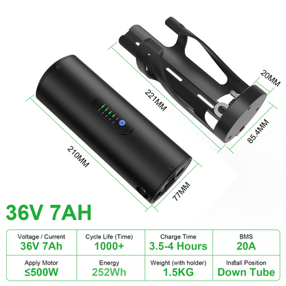 Bottle Ebike battery 36V 48V 7AH 10.5AH mini Bottle li-ion Ebike battery pack AKKU For 250W 300W 350W 500W Motor with 2A charger【EU Stock】