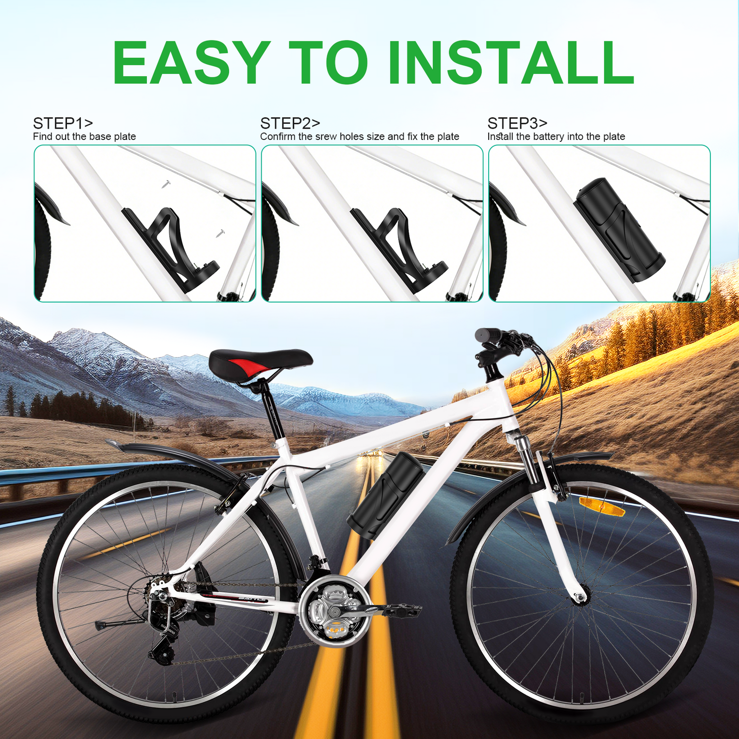 Bottle Ebike battery 36V 48V 7AH 10.5AH mini Bottle li-ion Ebike battery pack AKKU For 250W 300W 350W 500W Motor with 2A charger【EU Stock】